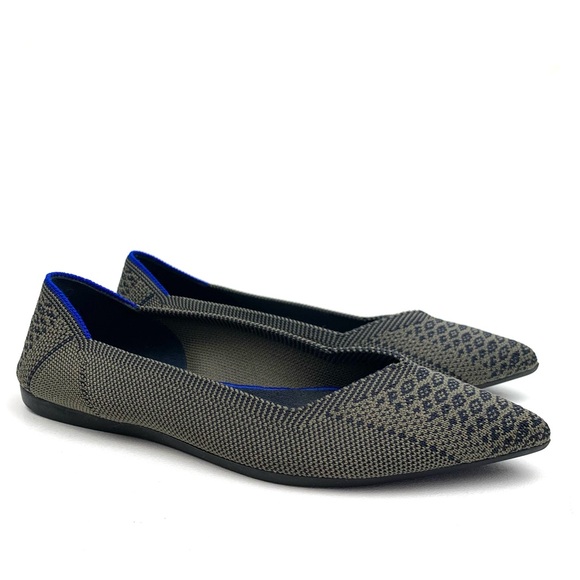 Rothy’s The Point Flat Snake Print Shoes Pointed Toe Gray Python Comfy Size 7.5 - Picture 2 of 9